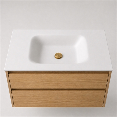 Corian badbordplade 102 cm inkl. LUX vask, center, Glacier White