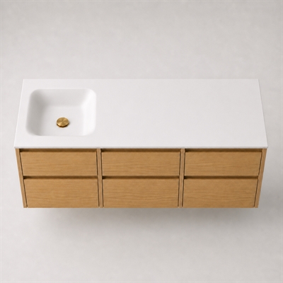 Corian badbordplade 152 cm inkl. Type 7 vask, venstre, Glacier White
