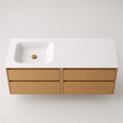 Corian badbordplade 162 cm inkl. LUX vask, venstre, Glacier White