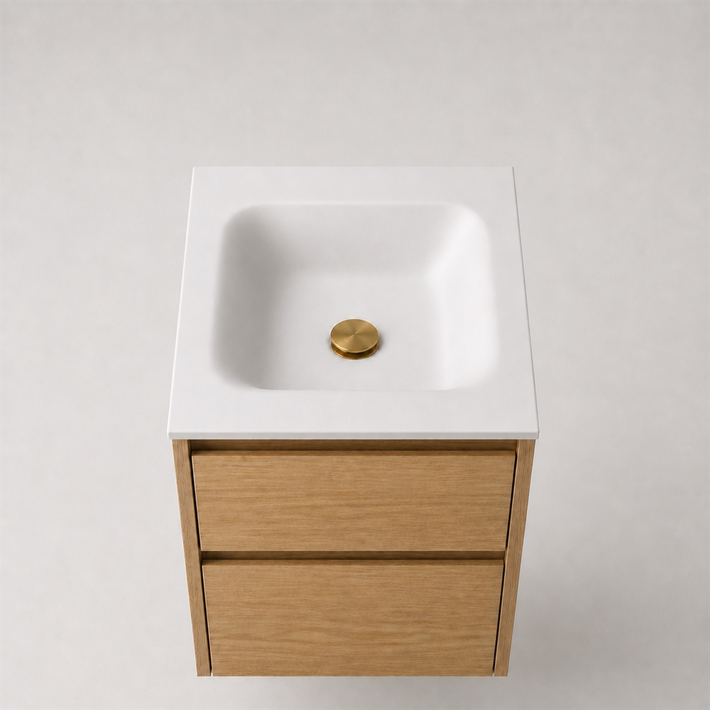 Corian badbordplade 52 cm inkl. Type 7 vask, Glacier White
