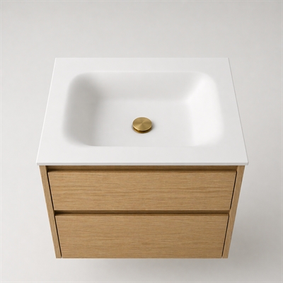 Corian badbordplade 62 cm inkl. LUX vask, Glacier White