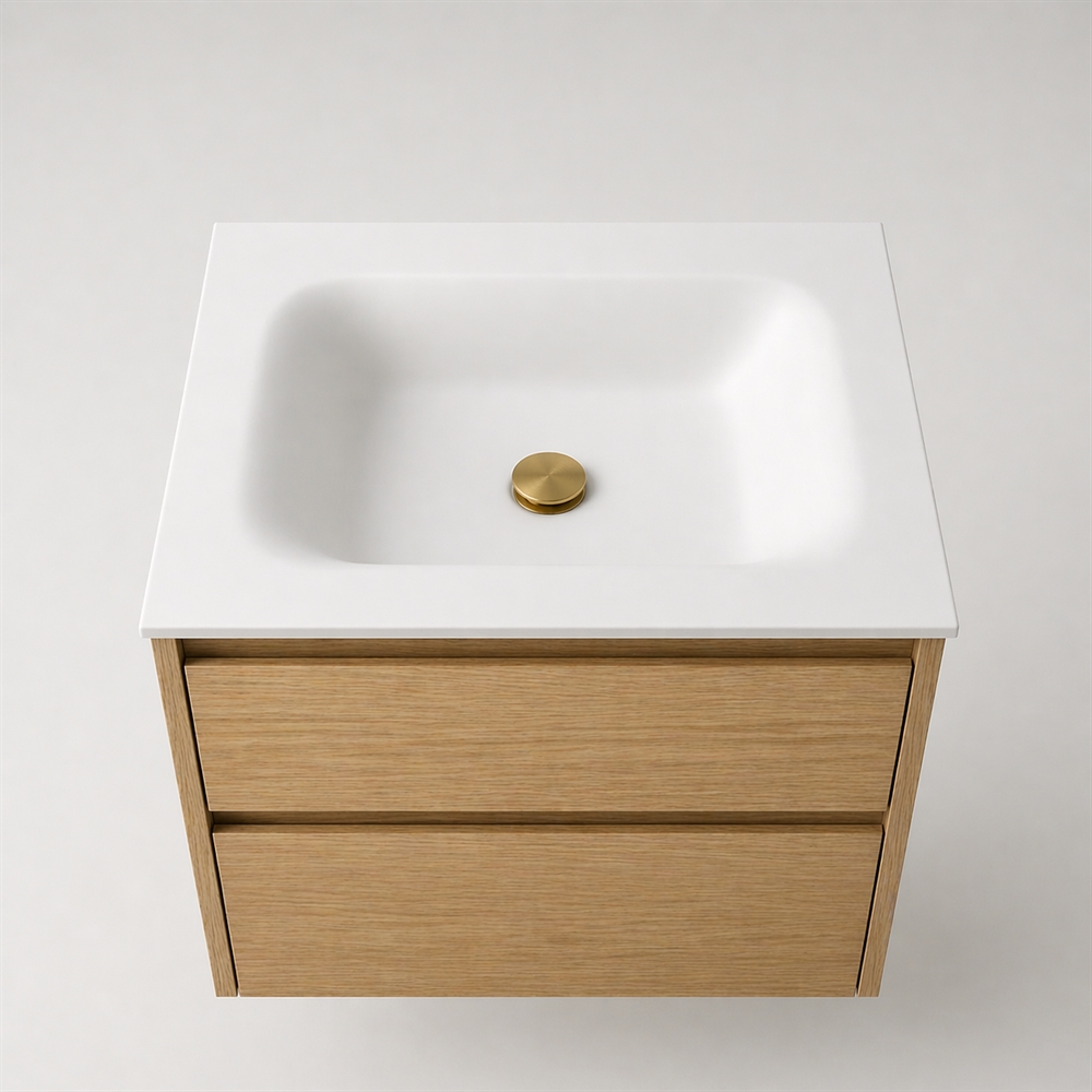 Corian badbordplade 62 cm inkl. LUX vask, Glacier White