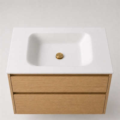 Corian badbordplade 82 cm inkl. LUX vask, Glacier White