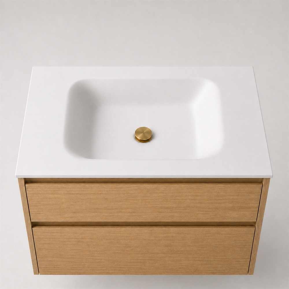 Corian badbordplade 82 cm inkl. LUX vask, Glacier White