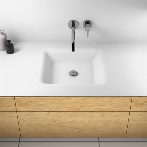 Hvid Corian badeværelsesbordplade