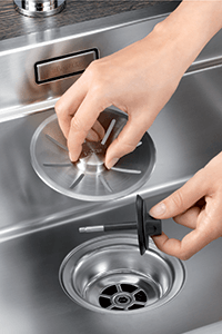 Bundventil i stålvask