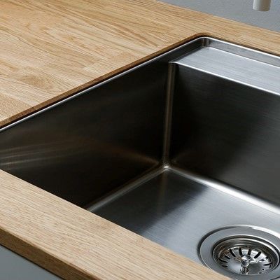 Underlimet vask i træbordplade 