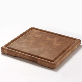 Kraftigt skærebræt af endetræ m/håndtag, Eg 400x400x40mm